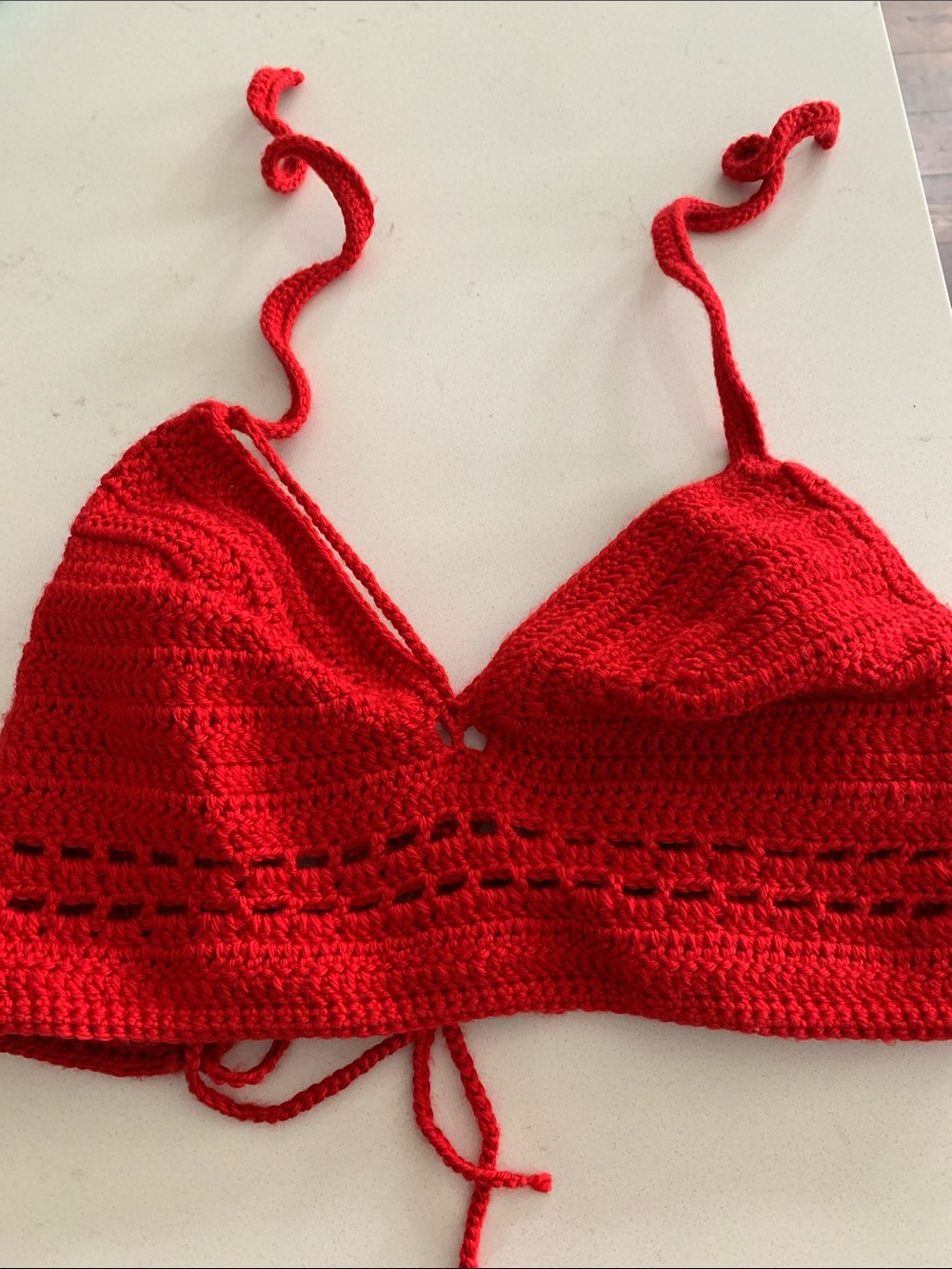 Hand made ( Festivalwear)Red Crochet Bralette Top corset back M New